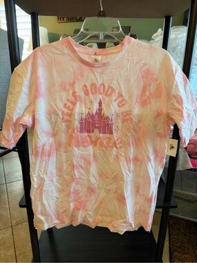 Disney Walt Disney World Pink/White Tie-Dye Castle Graphic T-Shirt XS